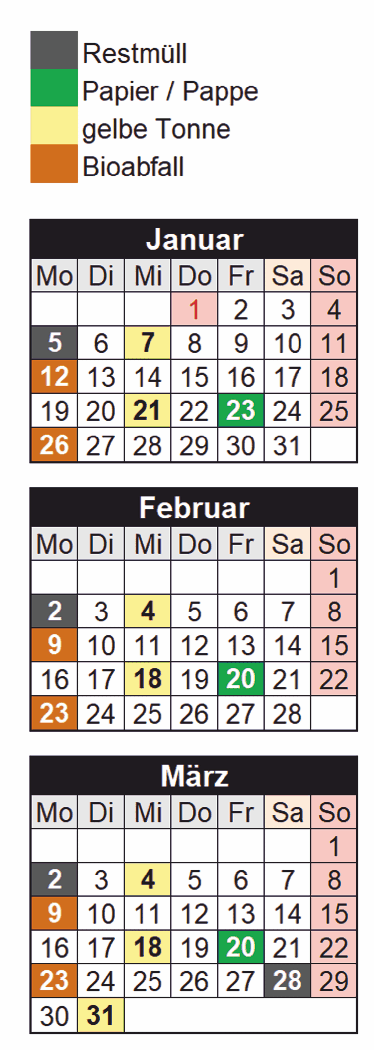 Termine im ersten Quartal 2026