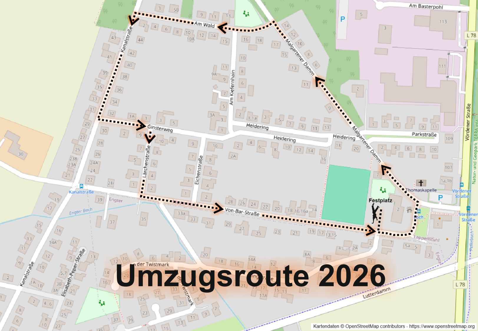 Plan der Umzugsroute 2026